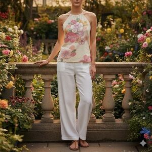 Vintage French Connection Floral Beaded Halter Top - Size 8 - New with Tags